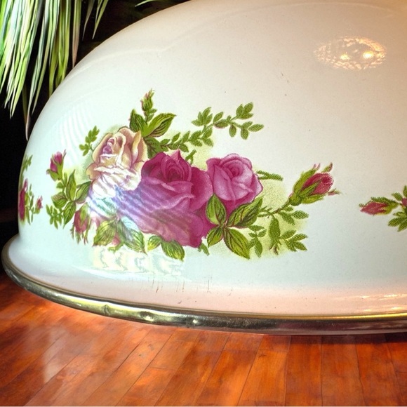 VINTAGE Royal Albert Old Country Roses Enamel Mixing Bowl 1962 Large Floral Bowl - Picture 9 of 12